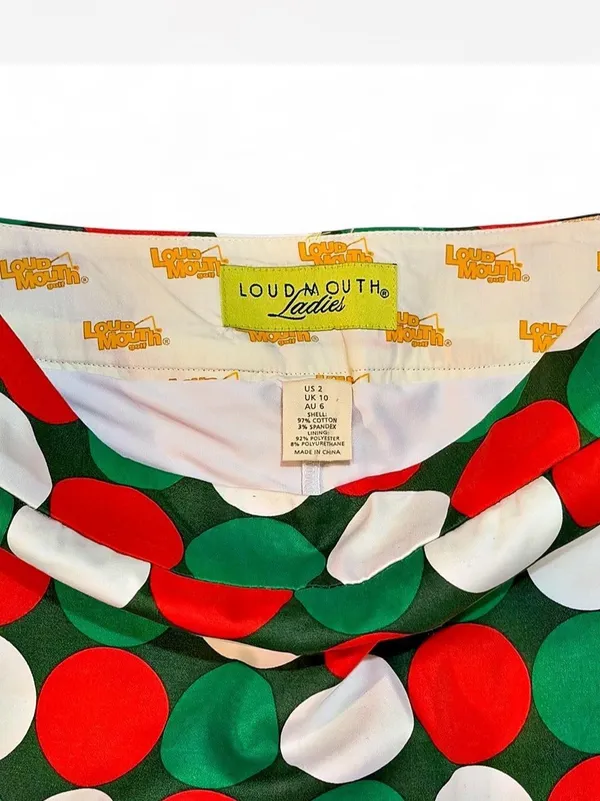 Loudmouth Golf Skirt Red, White, and Green Polka Dot Mini Skirt Sz 2 NWOT - Image 8