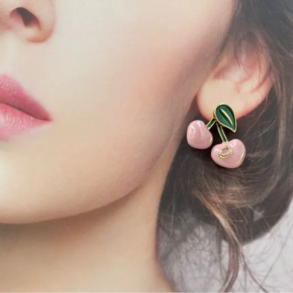 🌸✨Coach Cherry Stud Earrings • Gold/Pink - Image 7