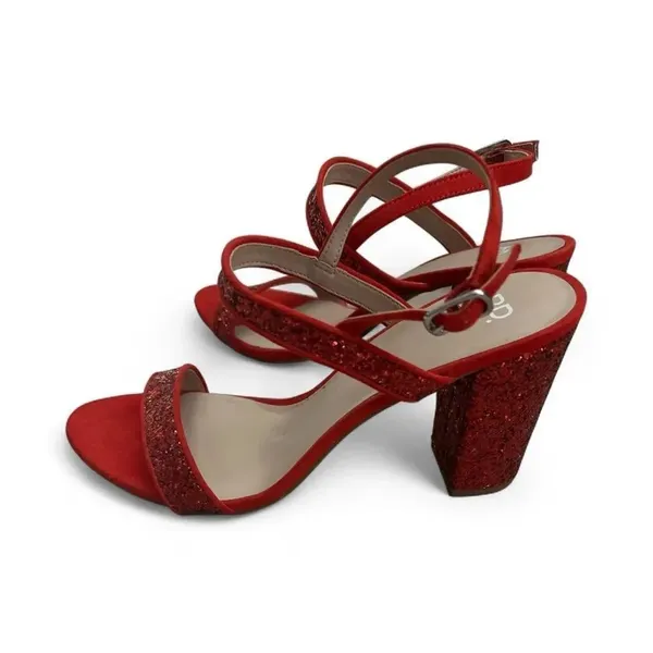 BP Red Glitter Heeled Sandals - Image 2