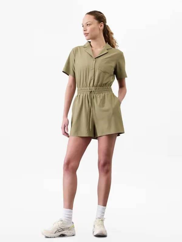 Athleta L Avenue Romper Olive Branch Large Regular - Image 2