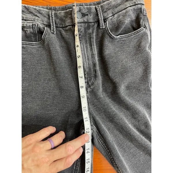 Good American Jeanius Good Skate Sweatpants Black Wide Leg Jeans 8/29 - Image 9