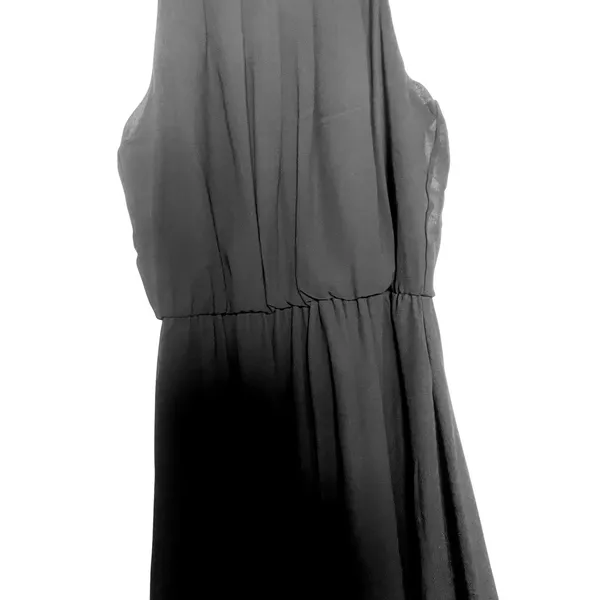 Lush Black High Neck Halter Chiffon Mini Dress XS Cocktail Party Wedding Guestcc - Image 6