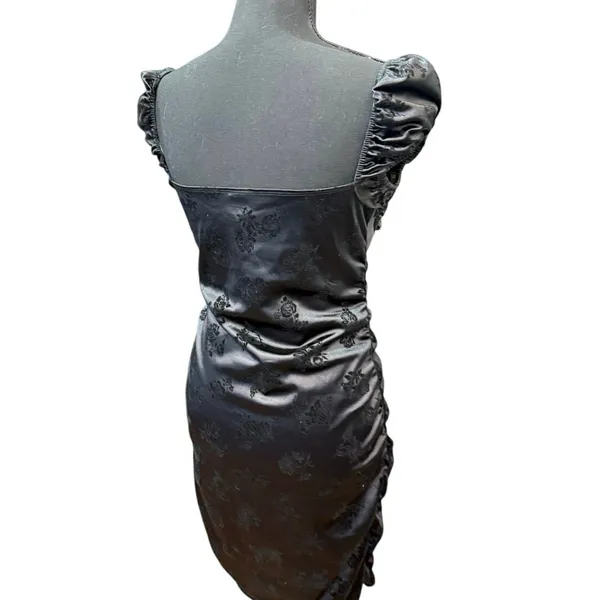 NWT Motel Rocks Sinora Bodycon Mini Dress Black Rose Flock Size Large $82 Ruched - Image 16