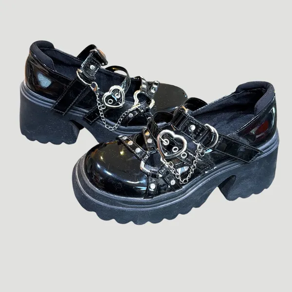 Source Unknown Womens Goth Platform Mary Janes Shoes Chunky Heel Shoes Size 37/6.5 US - Image 3