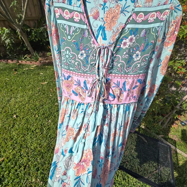 R.Vivimos Long Sleeve Floral Boho Dress Sz. L - Image 6