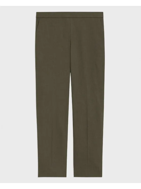 NWT Theory Treeca Pull On in Dark Olive Eco Crunch Linen Stretch Crop Pants 6 - Image 6