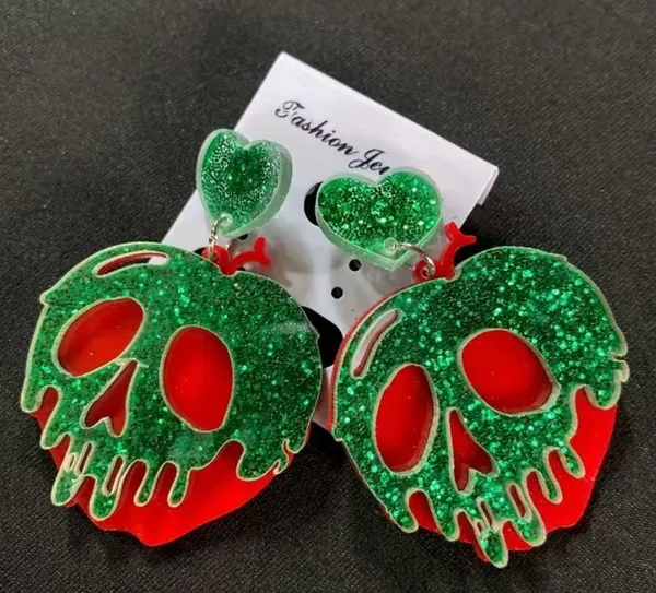 Poison Apple Red and Green Earrings - Image 3