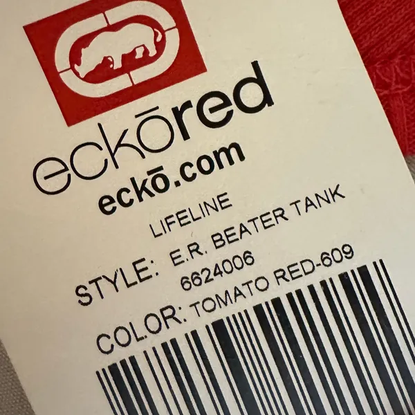 Ecko Red Y2K Ribbed Beater Sequence‎ Tank Top Size Small Red Cotton - Image 5