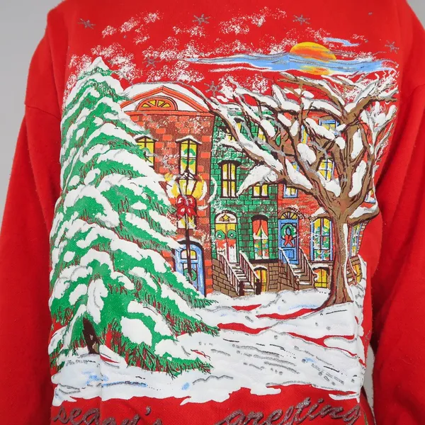Vintage 80s Nutcracker Christmas Turtleneck Sweatshirt Red Size XS - Image 2