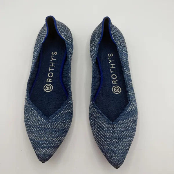 Rothy’s The Point Indigo Heather Blue White Knit Ballet Flats‎ Size 6 Washable - Image 12