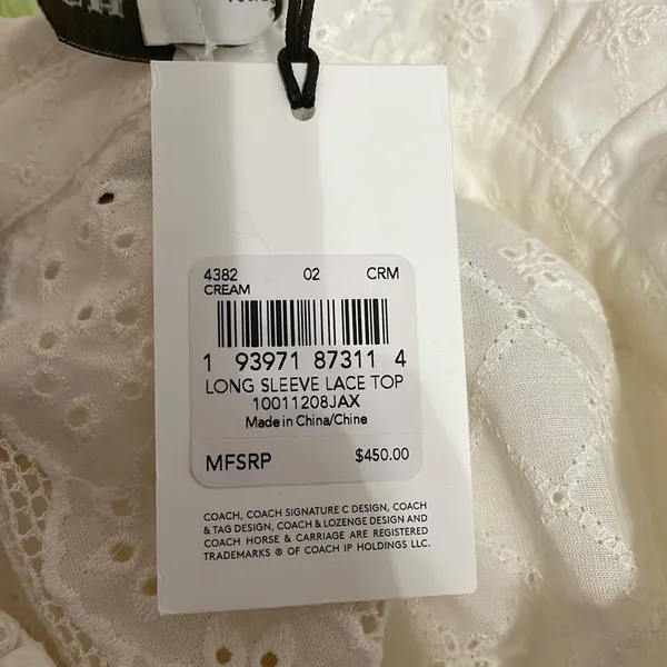 Coach Broderie Anglaise Lace Long Sleeve Cottagecore Minimalist Coquette Regency - Image 6