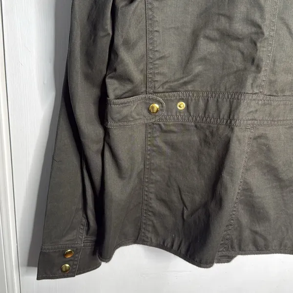 J. Crew Relaxed Boyfriend Field Jacket Olive Green w/ Gold Hardware W1076 Sz S - Image 12