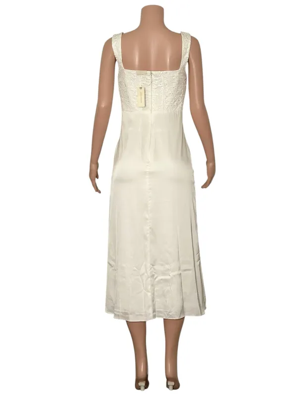 BHLDN Sleeveless Lace Corset Ruched A-Line Midi Dress, White, 6 (US) - Image 5