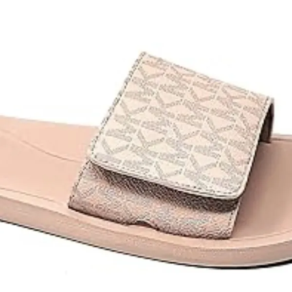 Michael Kors MK Signature Logo Print Wade Slide sandals in pink - Image 2