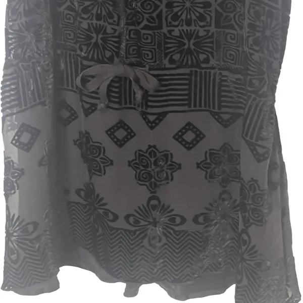 Free People Women's Size 6 Small Black Velvet‎ Sequin Wymsgoth Romantic Top - Image 5