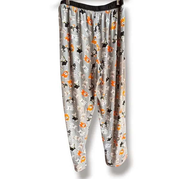 Rene Rofe Halloween Frenchie Dog Print Pajama Pants Gray XL Spooky Season Lounge - Image 3