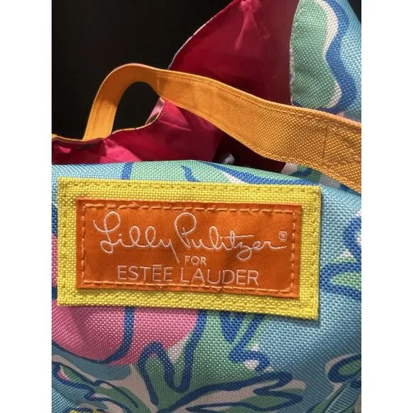Lilly Pulitzer For Estee‎ Louder Multicolor Floral Strap Canvas Tore Beach Bag - Image 4