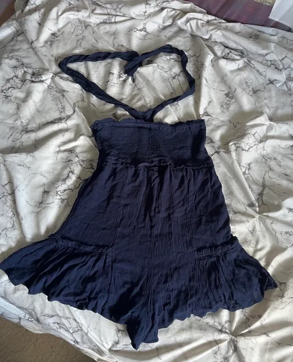 Venus navy halter tie romper - Image 4