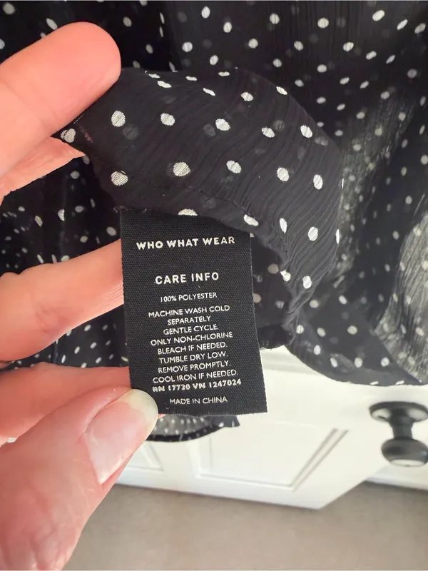 Who What Wear XL Black White Polka Dot Ruffle Sleeveless Sheer Blouse‎ - Image 5
