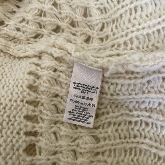 FREE PEOPLE Crashing Waves Scoop Neck Sweater Solid Cream Pullover Knit Small - Image 11