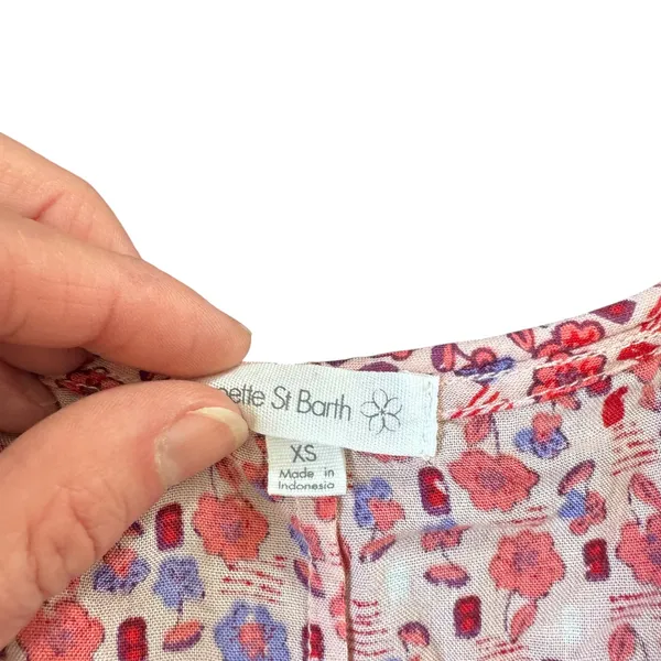 Poupette St Barth Surplice Crossover Maxi Dress Red Purple Floral - Image 3