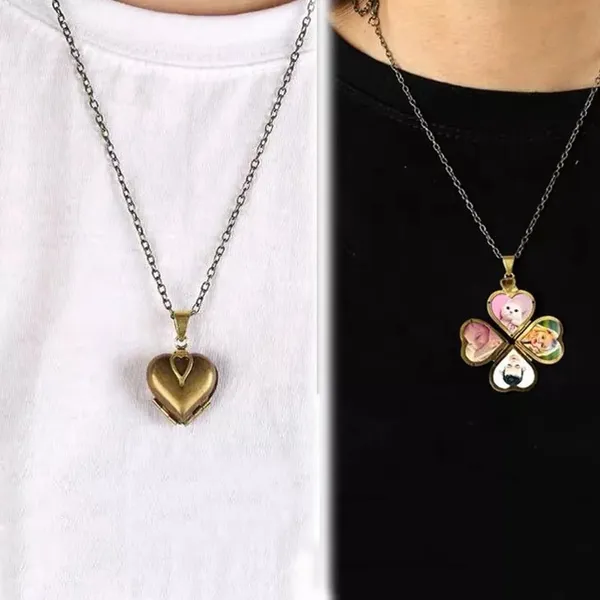 Love Locket Heart Shaped Locket Necklace 4-layer Photo Necklace Jewelry - Gift - Image 6