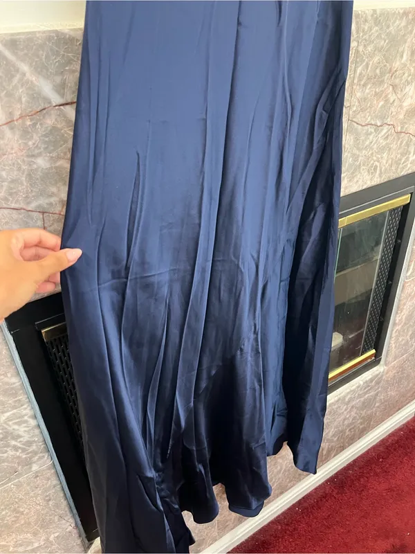 Reformation Neva Silk Dress Navy Size 8 - Image 6