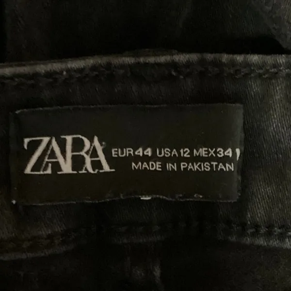 Zara Black Denim Cotton Dark High Rise Casual Ankle Skinny Jeans Size 12 - Image 4