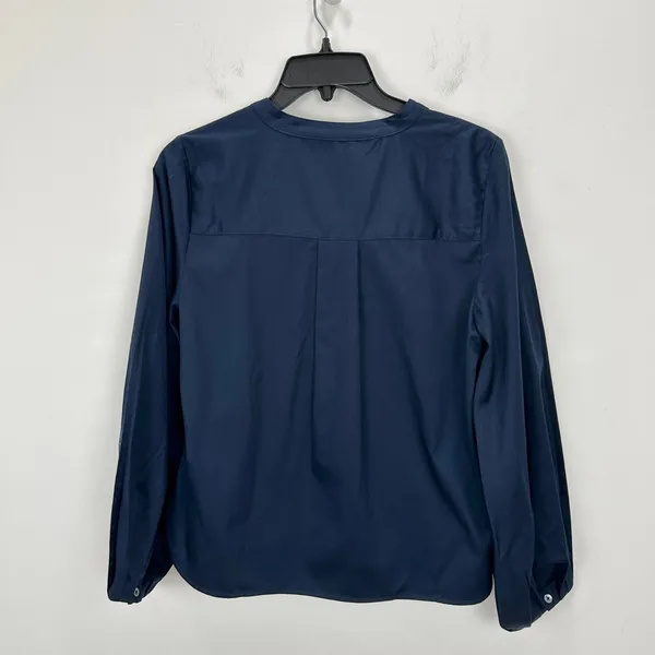 Madewell V Neck Long Sleeve Top Blouse Navy Stretch Cotton Small Minimalist NWT - Image 11