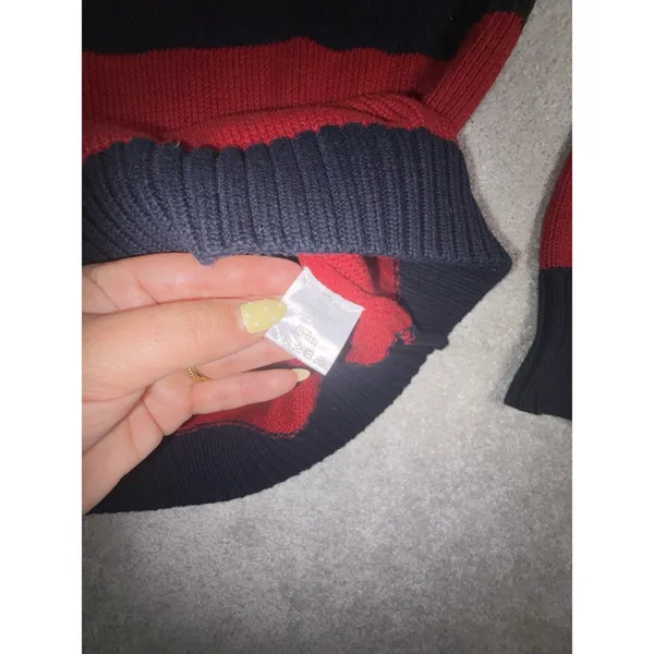 Brandy Melville Brianna Striped Sweater Red Navy Crew Neck Relaxed Fit - Image 7