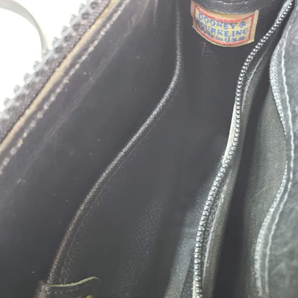 Dooney & Bourke Crossbody Bag Black‎ All Weather Leather Vintage USA Brass - Image 7