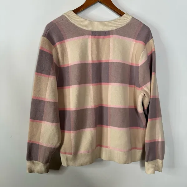 Vans Women’s Plaid‎ V-Neck Oversized Sweater Size Medium - Image 3