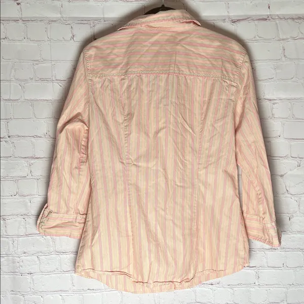J. Crew Pastel Striped Button-Down 100% cotton‎ Shirt Woman’s Large - Image 4