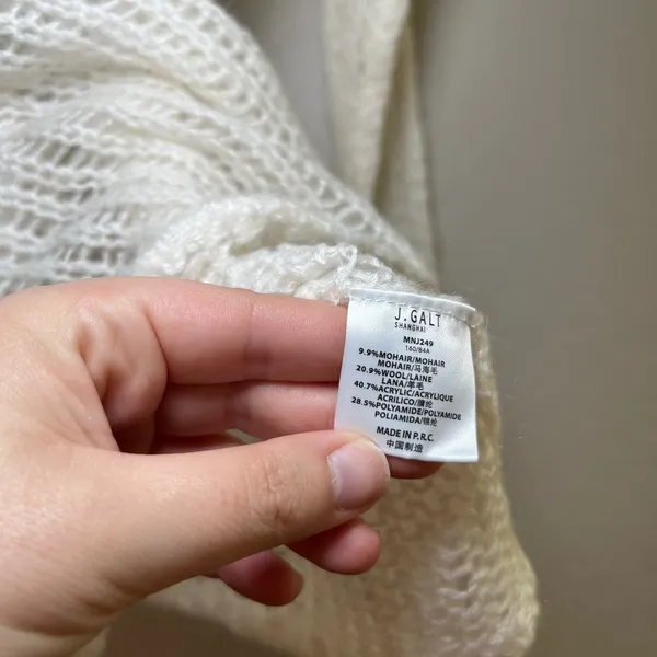 John Galt Brandy Melville White Open Knit Mohair Wool Blend Sweater OS minimal - Image 5