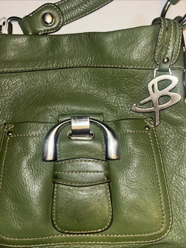 B Makowsky Olive Green Leather Crossbody Silver Hardware With B Hang Tag - Image 3