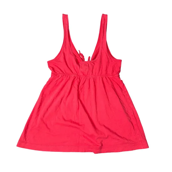 Abercrombie‎ & Fitch Babydoll Tank Top Womens Medium Red Excellent Tie Front Tie - Image 5