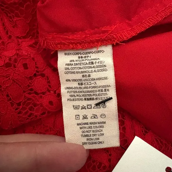 Saylor Jane Mini Dress Bold Red Peekaboo‎ Lace Sexy Date Night Cutout Size Small - Image 9