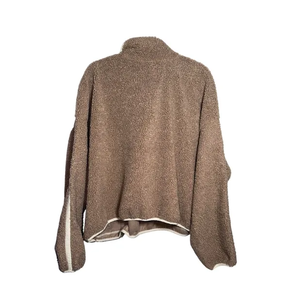 Old Navy Women 3X Brown Sherpa Quarter Zip Pullover Fleece Sweatshirt NWOT - Image 2