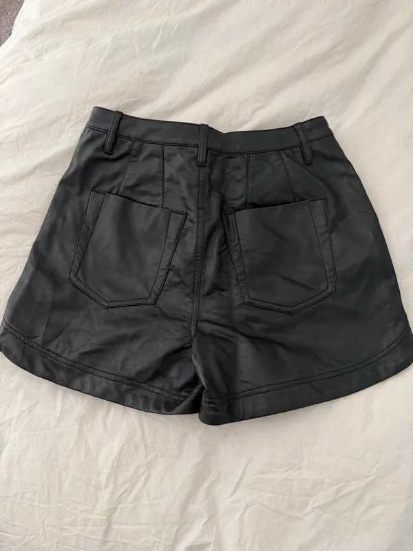 Free People Leather Shorts Black - Image 2
