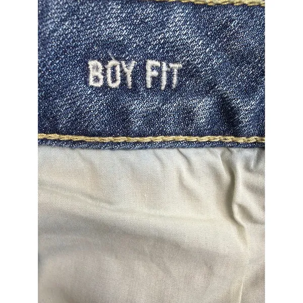 American Eagle Boy Fit Jeans Womens 4 Regular Blue Distressed Low Rise Y2K 2010 - Image 4