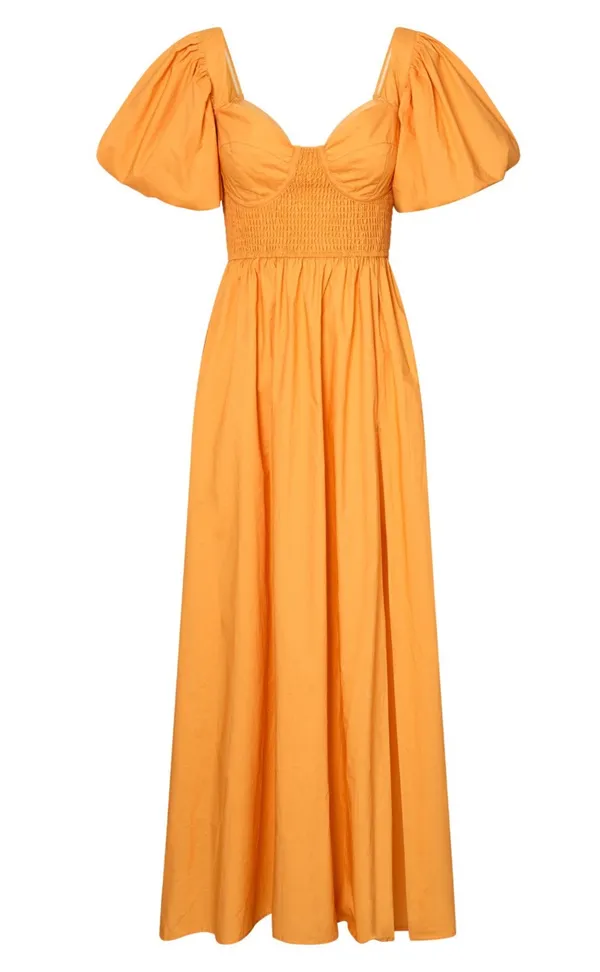 Showpo Raiza Shirred Waist Puff Sleeve Midi Dress in MARIGOLD 2 NWT - Image 5
