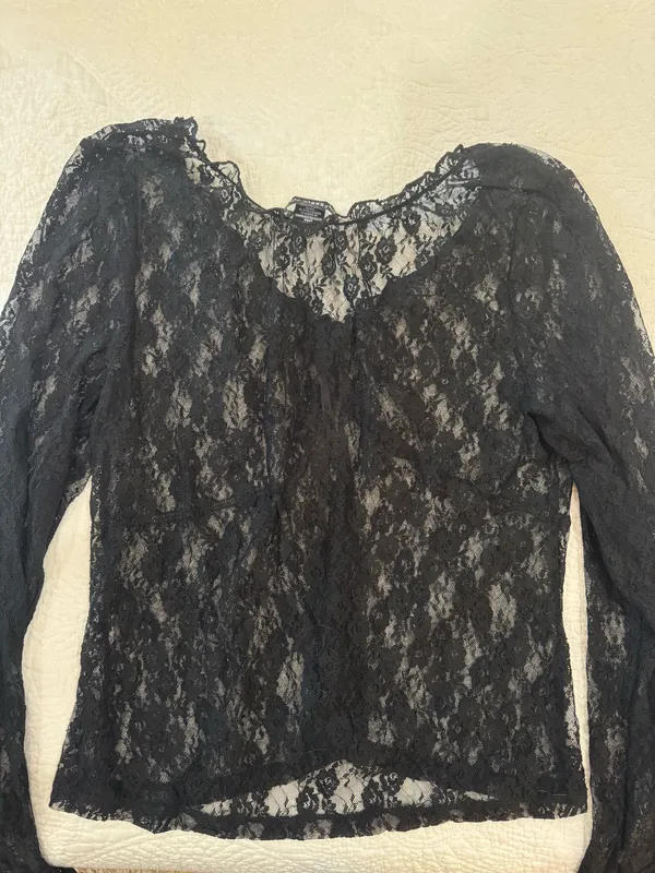 Sincerely Jules Black Lace See-thru top - Image 2