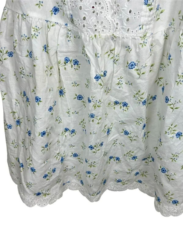 Victoria’s Secret Y2K Floral Eyelet Babydoll Cami White Blue Coquette Small - Image 6