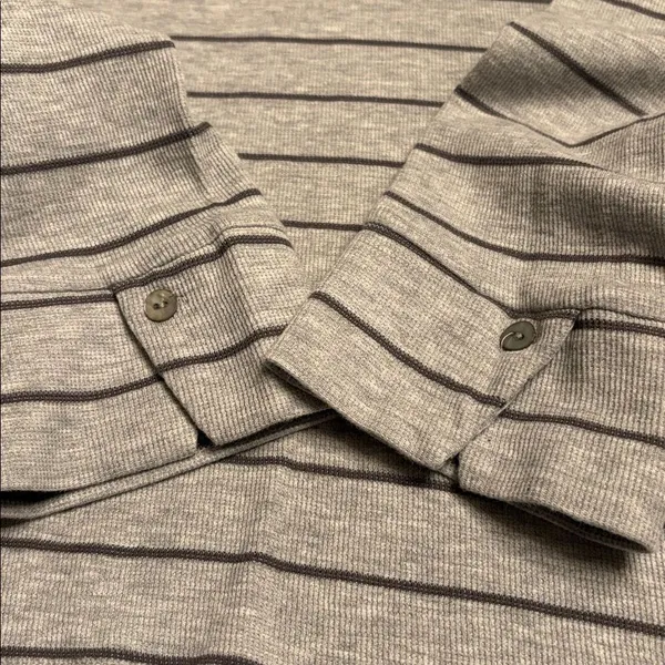 J. Jill women’s ribbed textured V neck tunic top gray patch pockets striped Sz L - Image 6