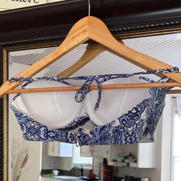 H&M 34 C Bikini Blue Halter Top - Image 2