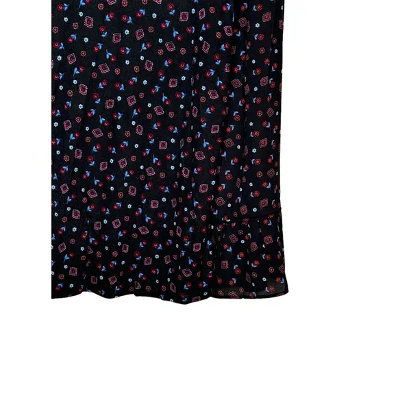 LOFT Women's Top Floral Knit Long Bell Sleeve Pleated Round Neck‎ Blouse Small - Image 9