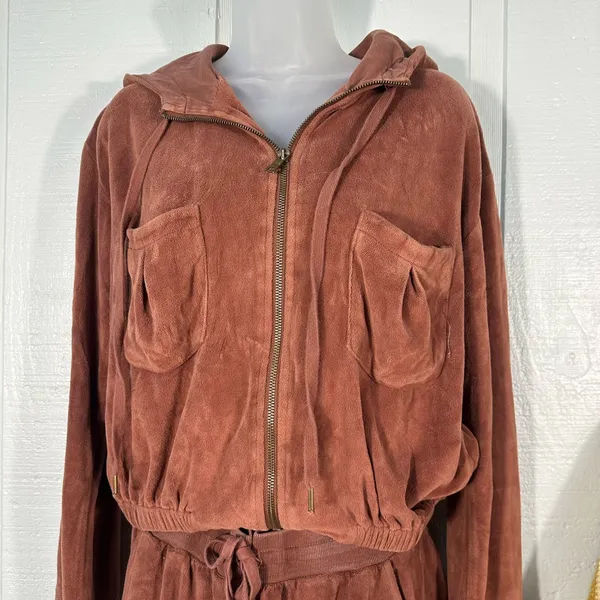 Young Fabulous & Broke Women’s Brown Velour Pant Suit Size Small EUC - Image 4