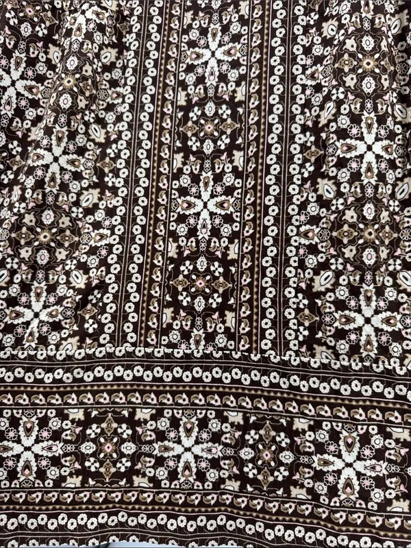 J. Jill Brown Cream Floral-Print Maxi Dress cross back casual boho layering L - Image 9