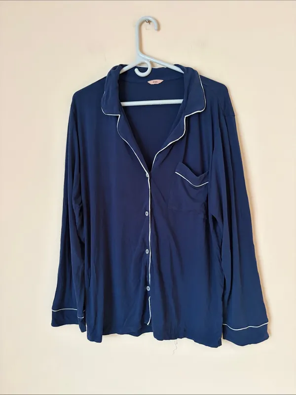 Eberjey Gisele navy blue piped pajamas - Image 2