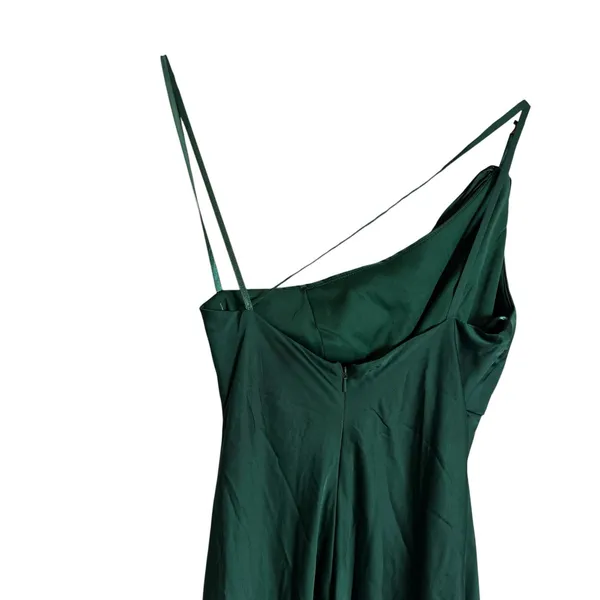 Mac Duggal Emerald Green Long One Shoulder Satin Formal Prom Gown Size 0 - Image 8
